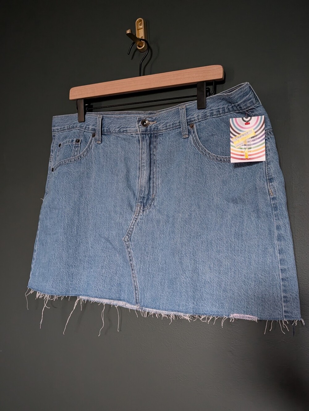 Denim Mini Skirt For Pride With Embroidered Rainbow - Picture 2 of 5